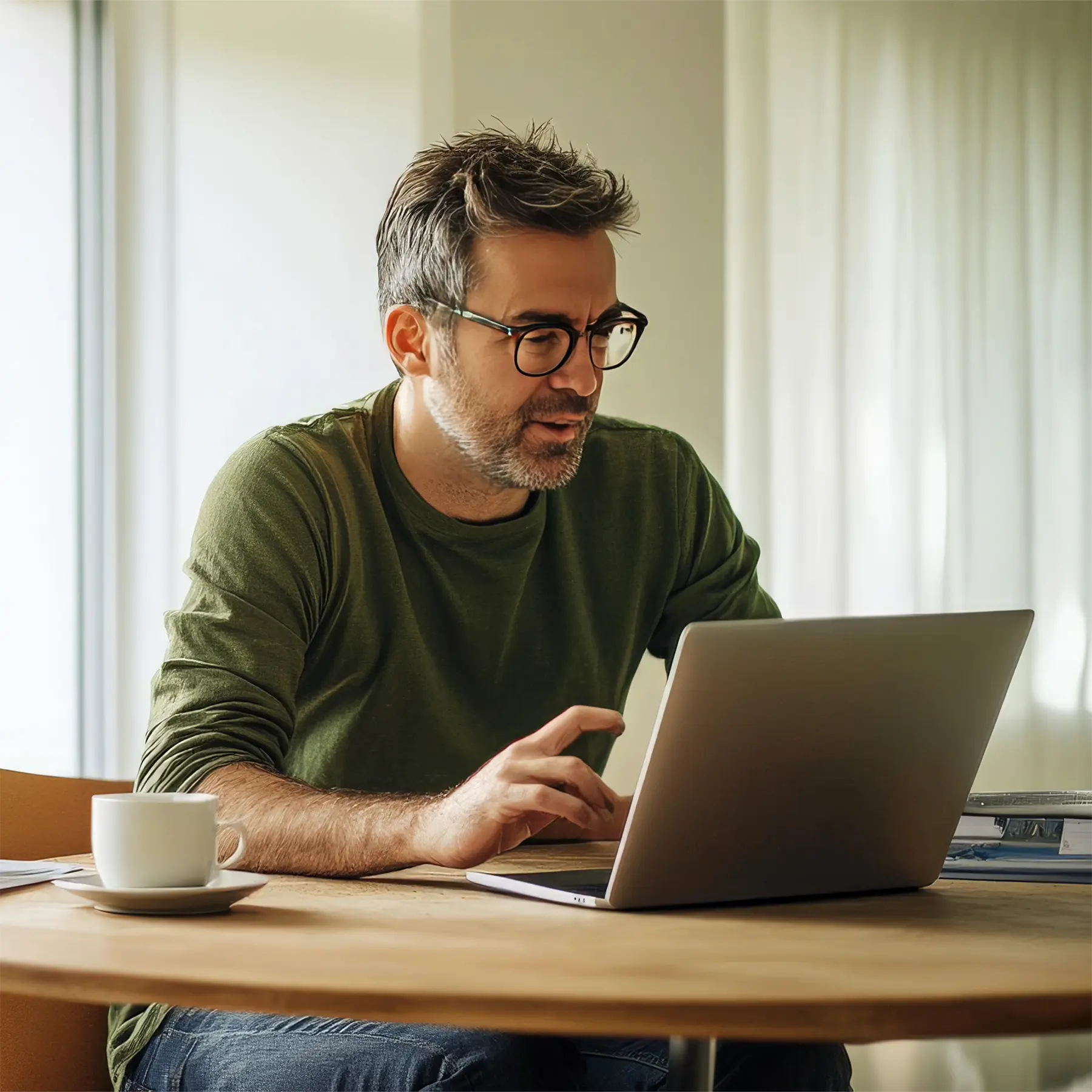man working remotely